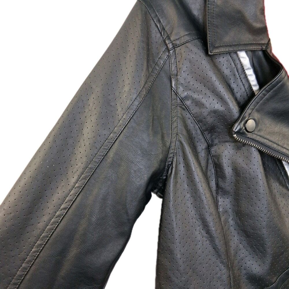 Marvel Black Widow Her Universe Moto Jacket Black Gold Faux Leather Ss L Junior - Picture 11 of 16